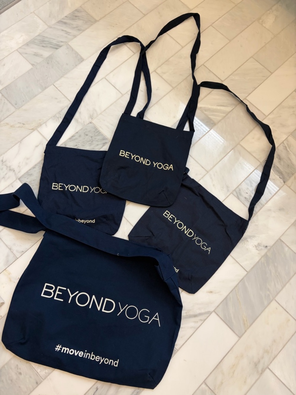 Beyond Yoga Navy Logo tote/ shopping bag. 3 small/ mini and 1 large
